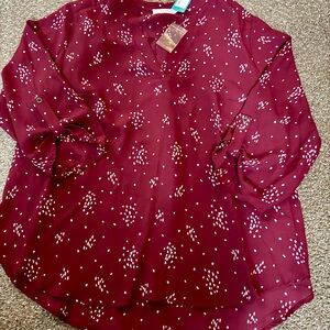 Lush Maroon Patterned Blouse stitch fix